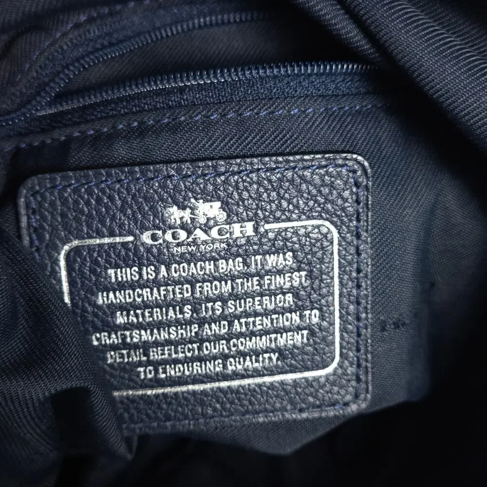 Coach Edie 31 Leather Hobo Bag Studdded Navy Boho Feminine